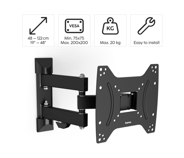 Hama Uchwyt LCD/LED VESA 200x200 fullmotion 2 ramiona 48" - 1516966 - zdjęcie 3
